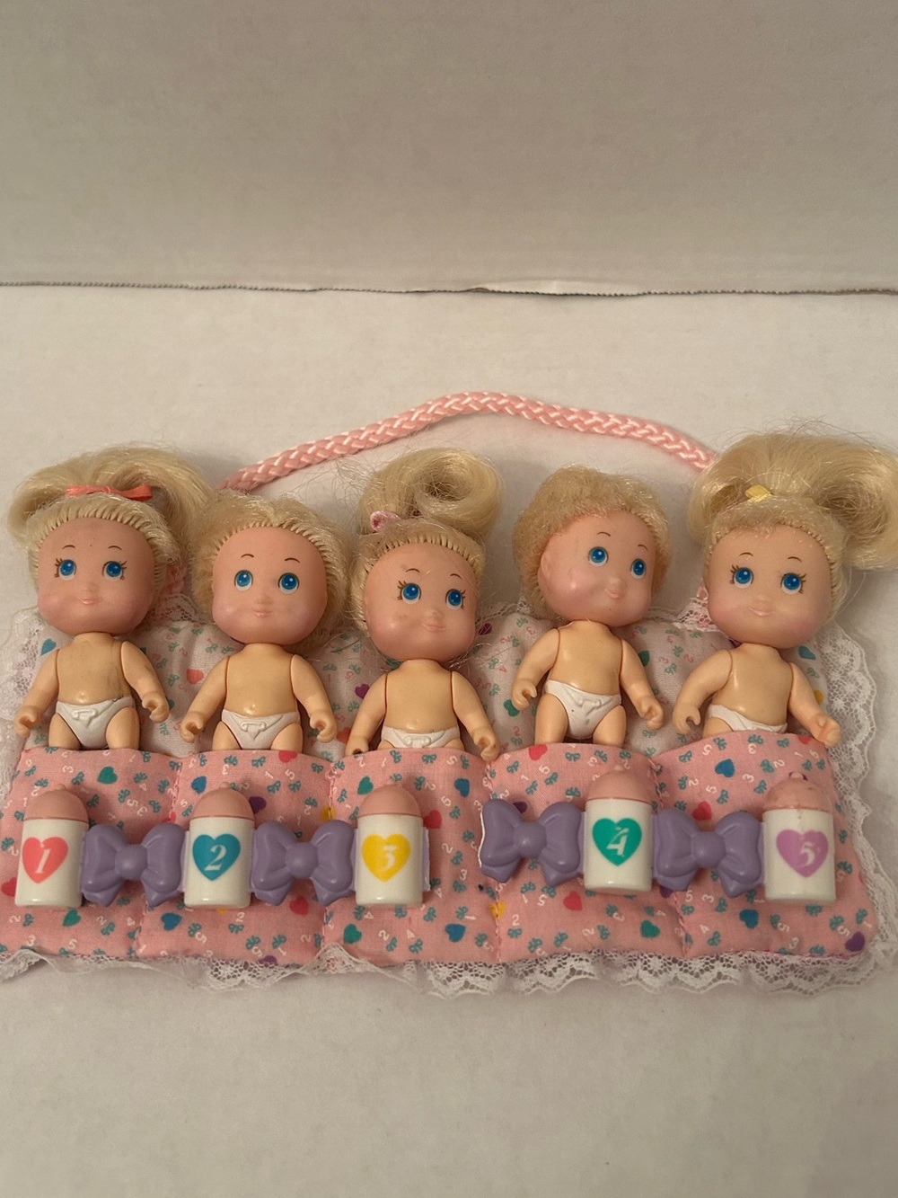 Vintage Tyco Quints Set of 5 Tiny Baby Dolls 1990's